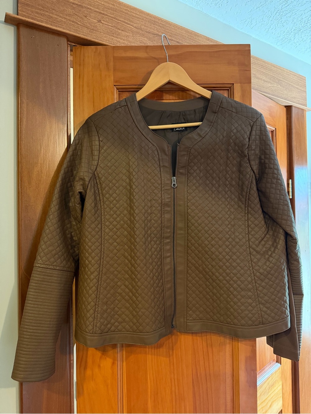 Simply Emma Quilted Brown Bomber Jacket